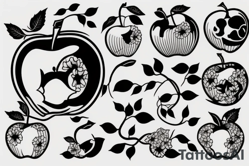 3d apple tattoo idea