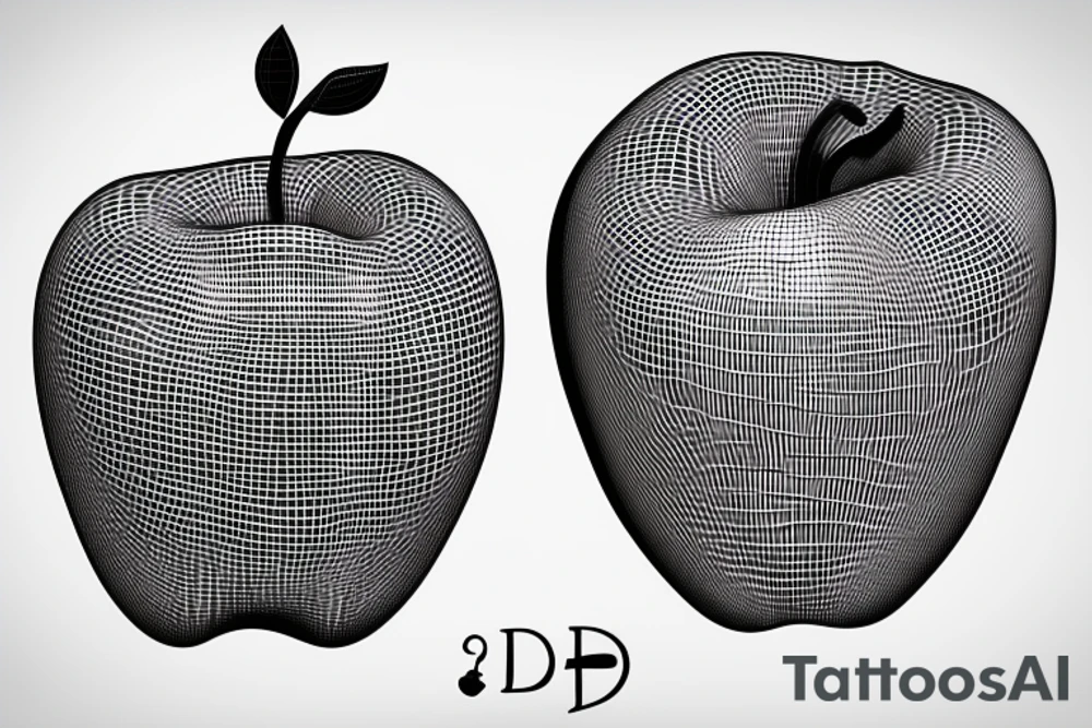 3d apple tattoo idea