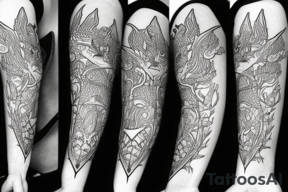 Cute Dragon and Olive Branche tattoo idea