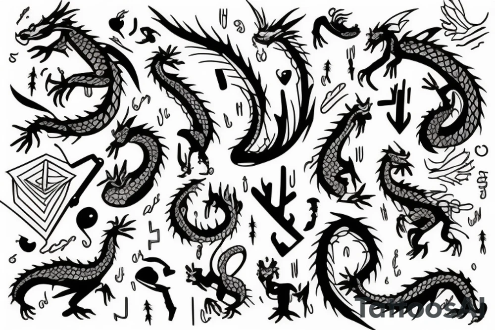 Cute Dragon and Olive Branche tattoo idea