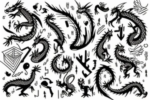 Cute Dragon and Olive Branche tattoo idea