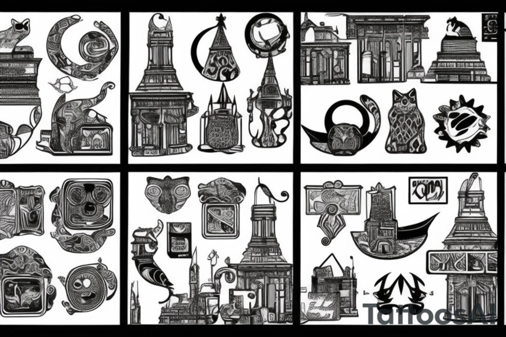 Architecture, cat, art, travel, tattoo idea