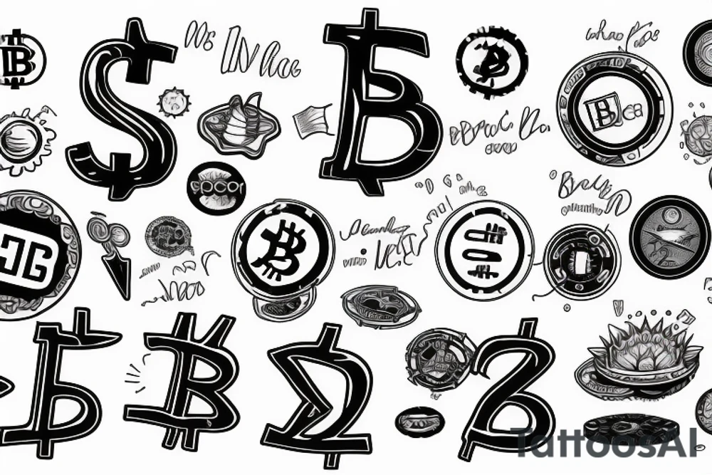 Sunshine, bitcoin, time, names tattoo idea