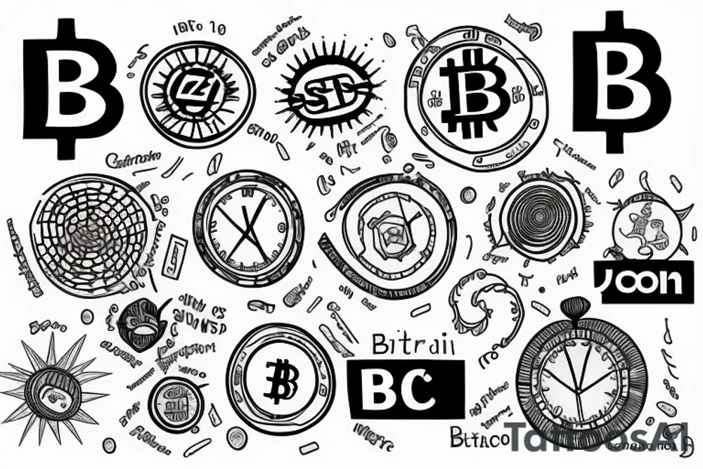 Sunshine, bitcoin, time, names tattoo idea