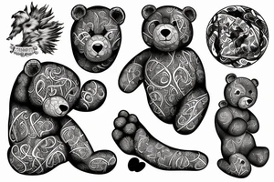 Teddy bear phoenix music tattoo idea