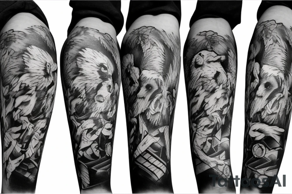 Teddy bear phoenix music tattoo idea