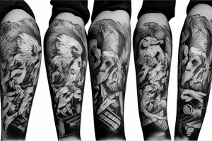 Teddy bear phoenix music tattoo idea