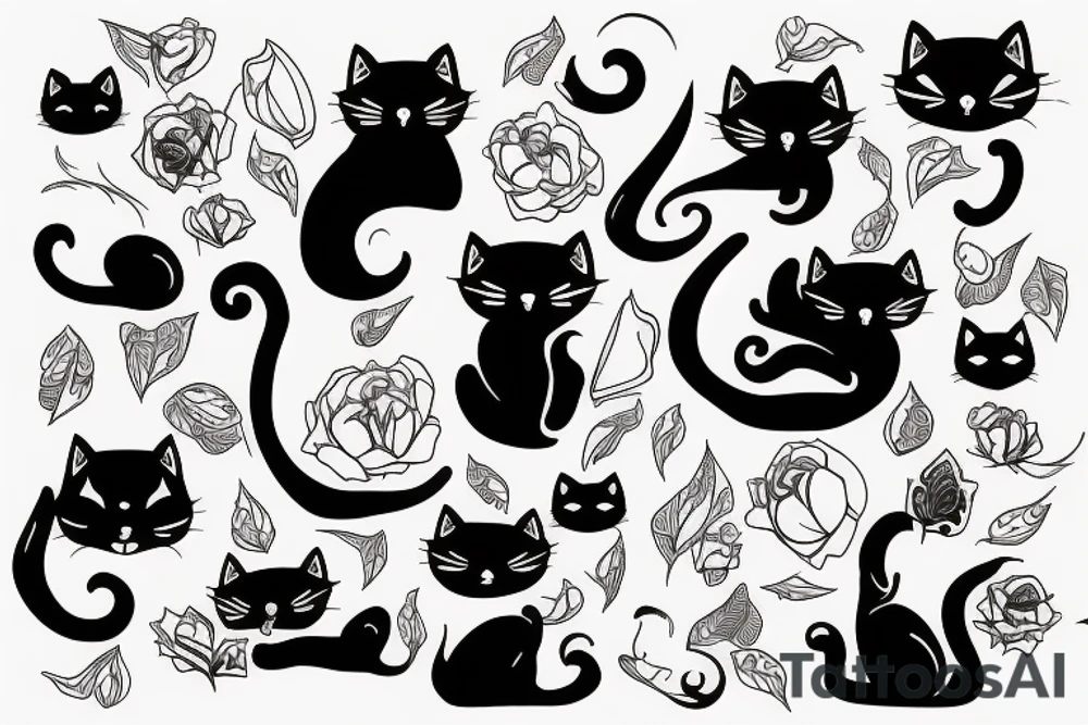 Black cat and white cat tattoo idea