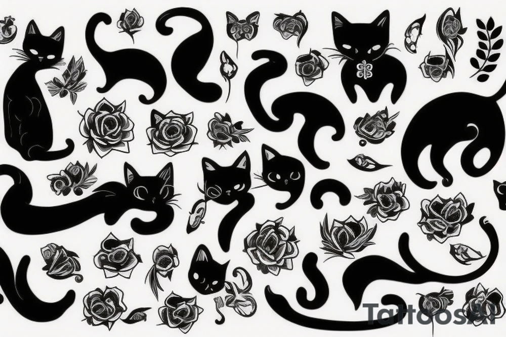 Black cat and white cat tattoo idea