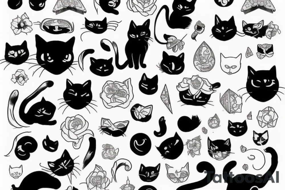 Black cat and white cat architect tattoo idea