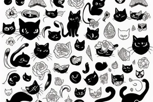 Black cat and white cat architect tattoo idea