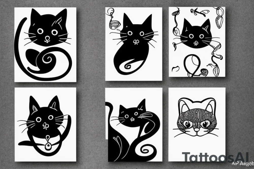 Black cat and white cat architect tattoo idea