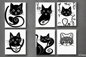 Black cat and white cat architect tattoo idea