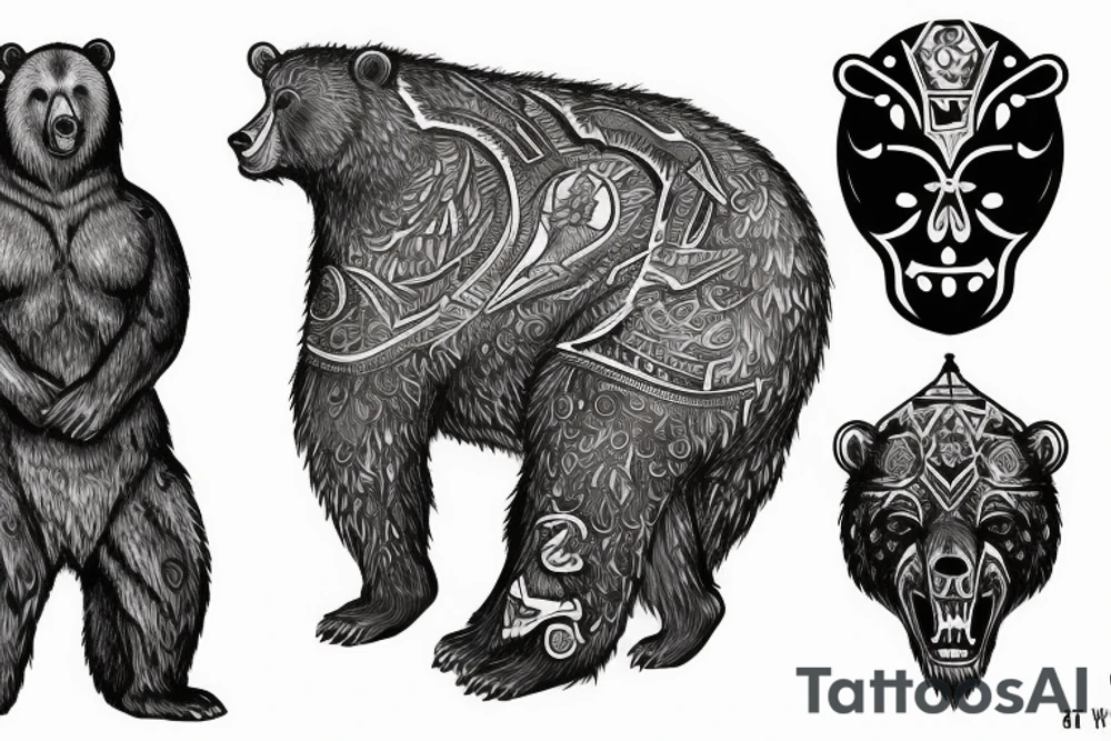 Russian pagan warrior and bear tattoo idea
