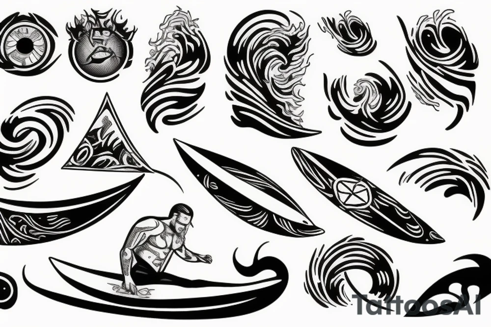 surfer on wave tattoo idea