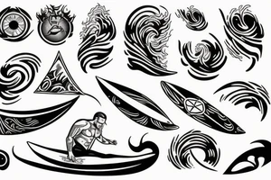 surfer on wave tattoo idea