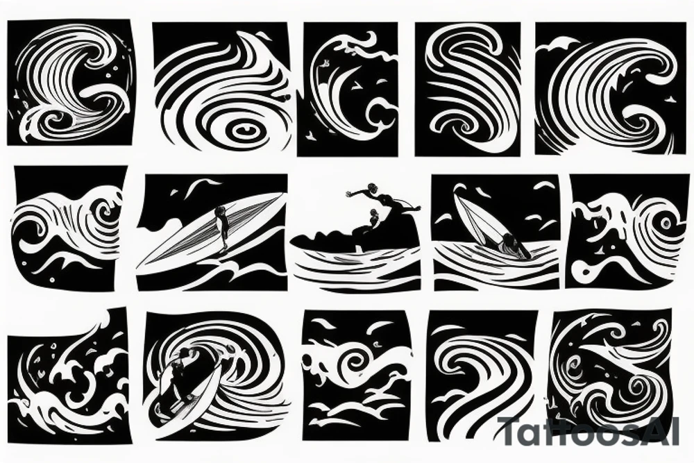 surfer on wave tattoo idea