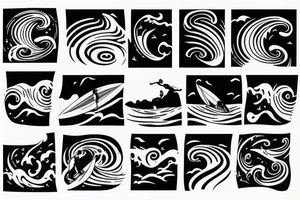 surfer on wave tattoo idea