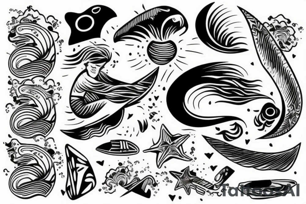 surfer on wave tattoo idea