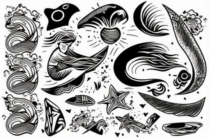 surfer on wave tattoo idea