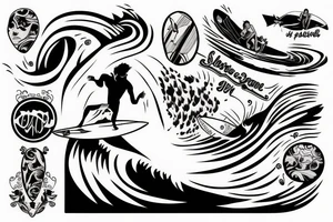 surfer on wave tattoo idea