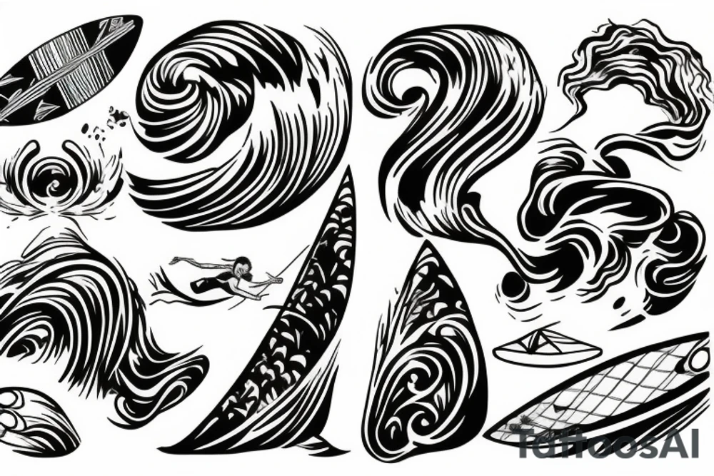 surfer on wave tattoo idea