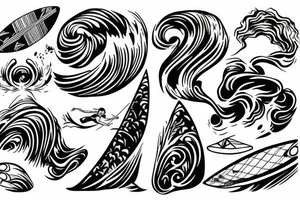 surfer on wave tattoo idea