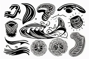 surfer on wave tattoo idea