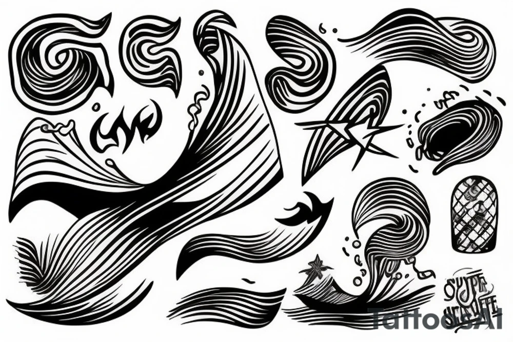 surfer on wave tattoo idea