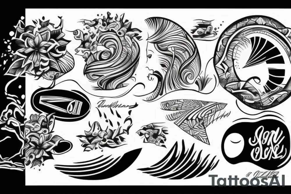 surfer on wave tattoo idea