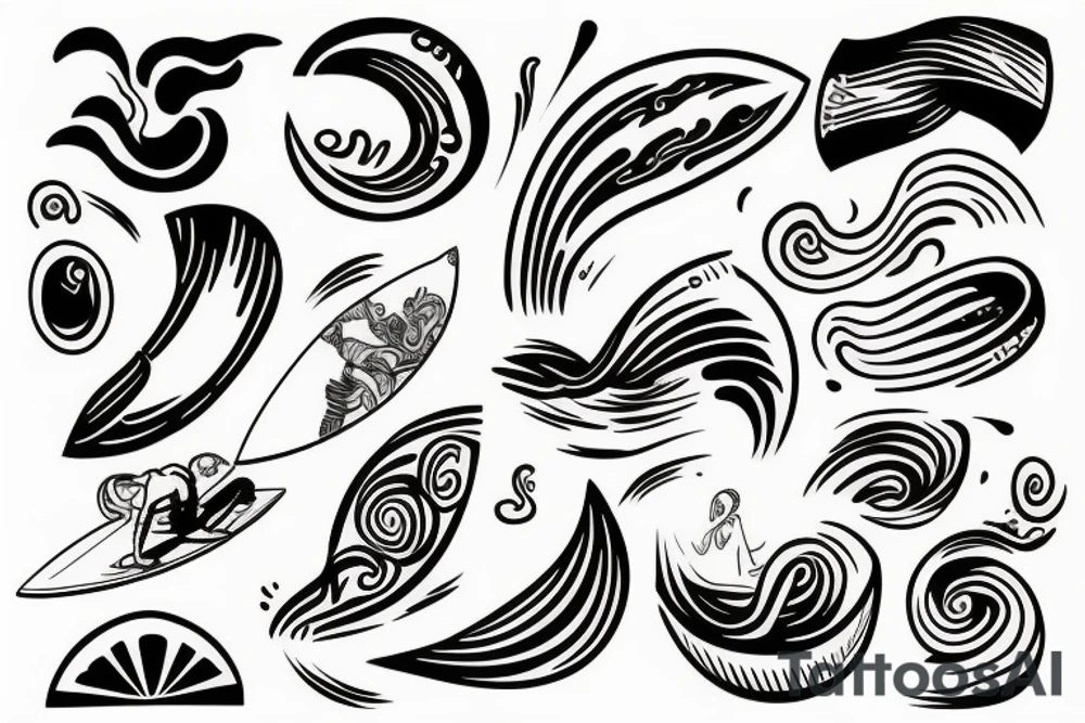 surfer on wave tattoo idea