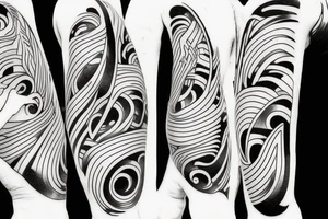 surfer on surfboard riding wave tattoo idea