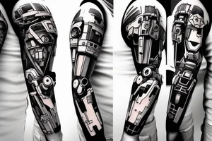 Gundam mecha battle sleeve tattoo idea