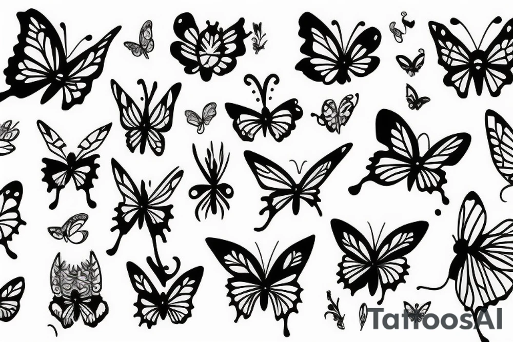 Butterfly with flames tattoo idea