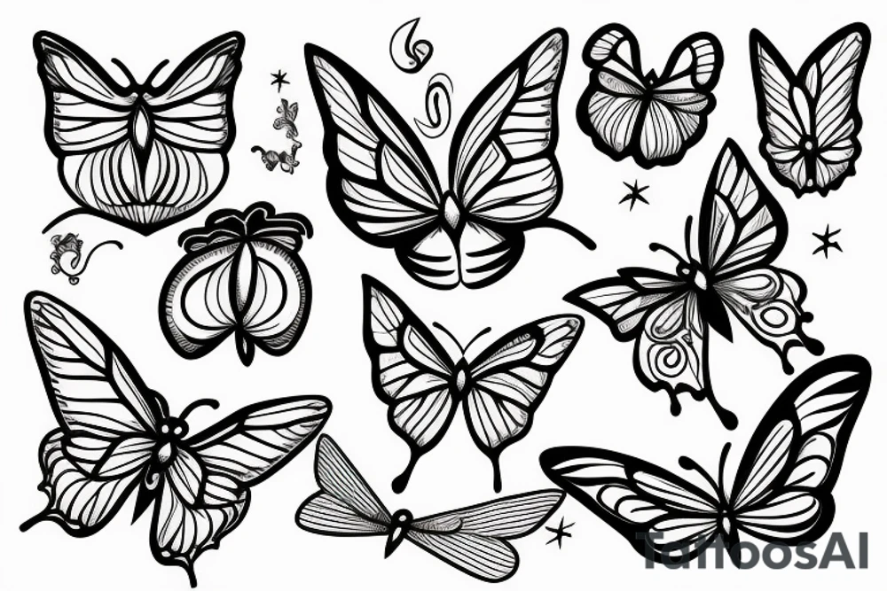 Butterfly with flames tattoo idea