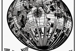art deco globe world 
banner with text reads: "The World Is Not Enough"
forearm tattoo idea