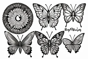 Butterfly and rising sun tattoo idea
