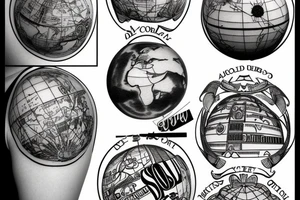 art deco globe world 
ribbon 
Orbis Non Sufficit
forearm tattoo idea