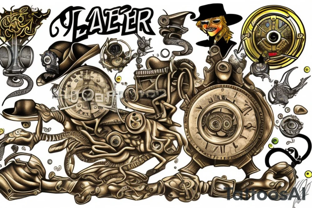 Lazer, frog, steam punk tattoo idea