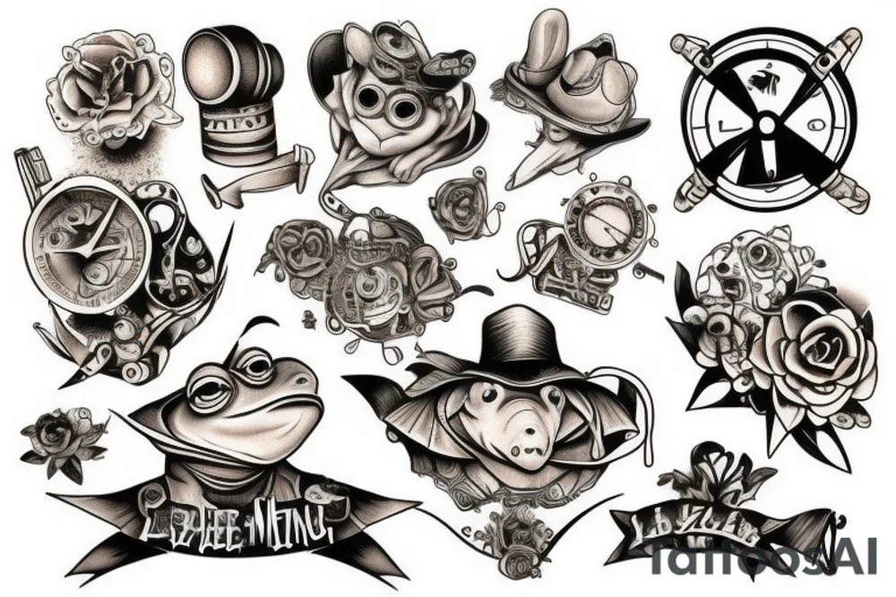 Lazer, frog, steam punk tattoo idea