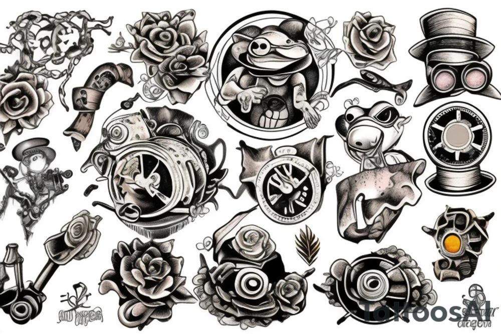 Lazer, frog, steam punk tattoo idea