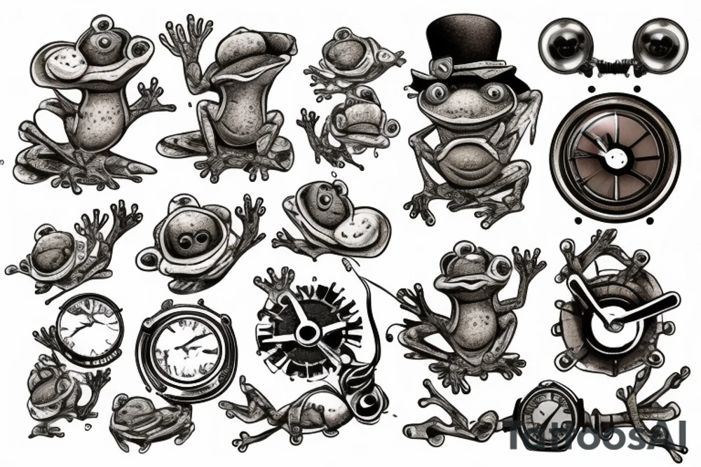 Frog, steam punk tattoo idea