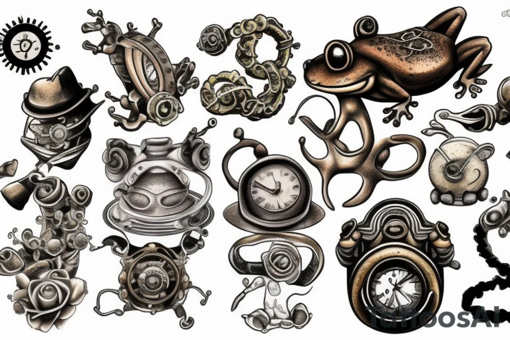 Frog, steam punk tattoo idea