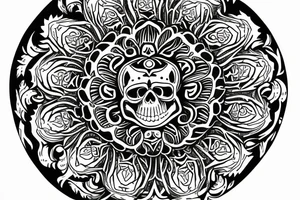 A skull surrounded by a peaked mandala for my forearm tattoo idea