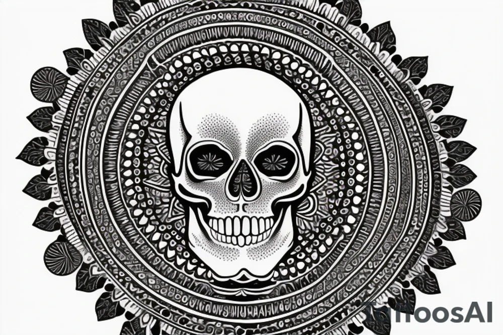 A skull surrounded by a peaked mandala for my forearm tattoo idea