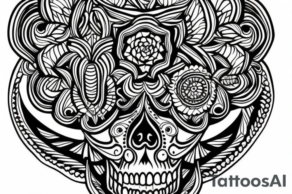 A skull surrounded by a peaked mandala wich needs to be stretched out for my whole forearm tattoo idea