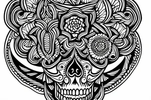 A skull surrounded by a peaked mandala wich needs to be stretched out for my whole forearm tattoo idea