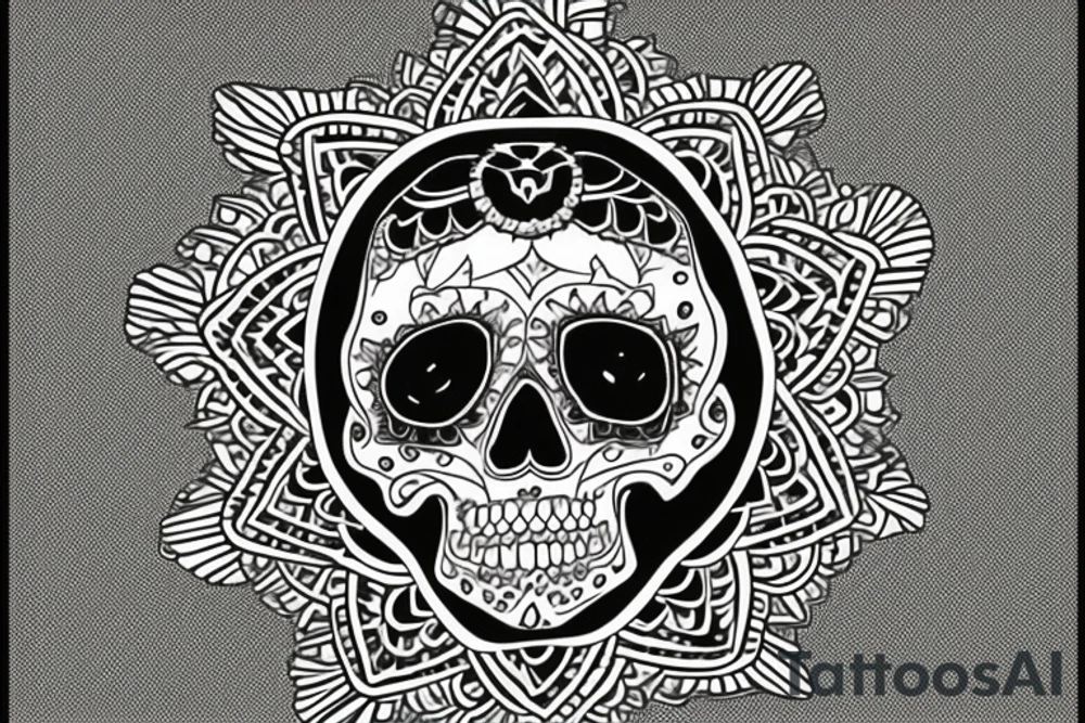 A skull surrounded by a peaked mandala wich needs to be stretched out for my whole forearm tattoo idea