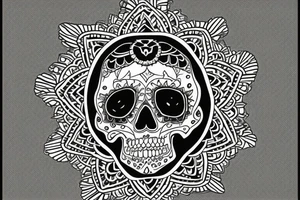 A skull surrounded by a peaked mandala wich needs to be stretched out for my whole forearm tattoo idea