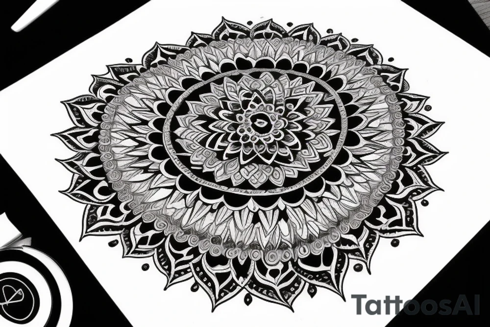 A skull surrounded by a peaked mandala wich needs to be stretched out for my whole forearm tattoo idea
